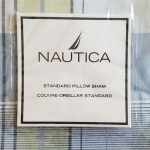 New Nautica Hamilton Yellow Blue Plaid Standard Pillow sham